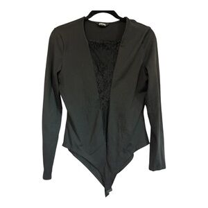 Chic Black Lace-Accent Bodysuit